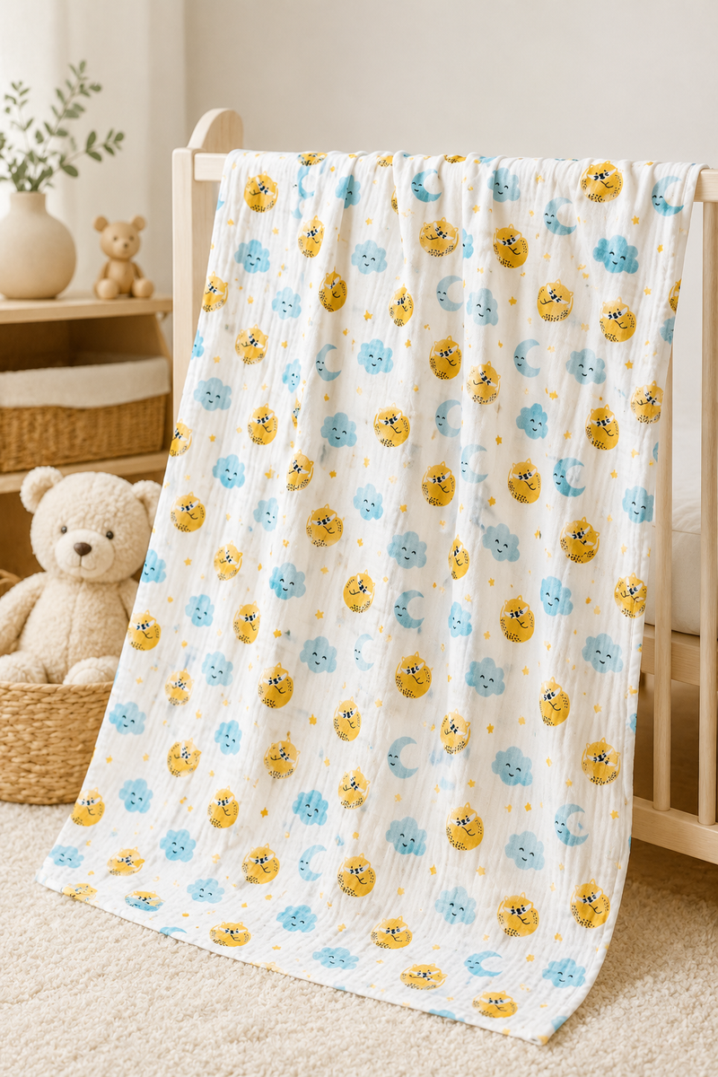 Muslin Swaddle for Infants 100 X 120 Cms - Sun N Moon