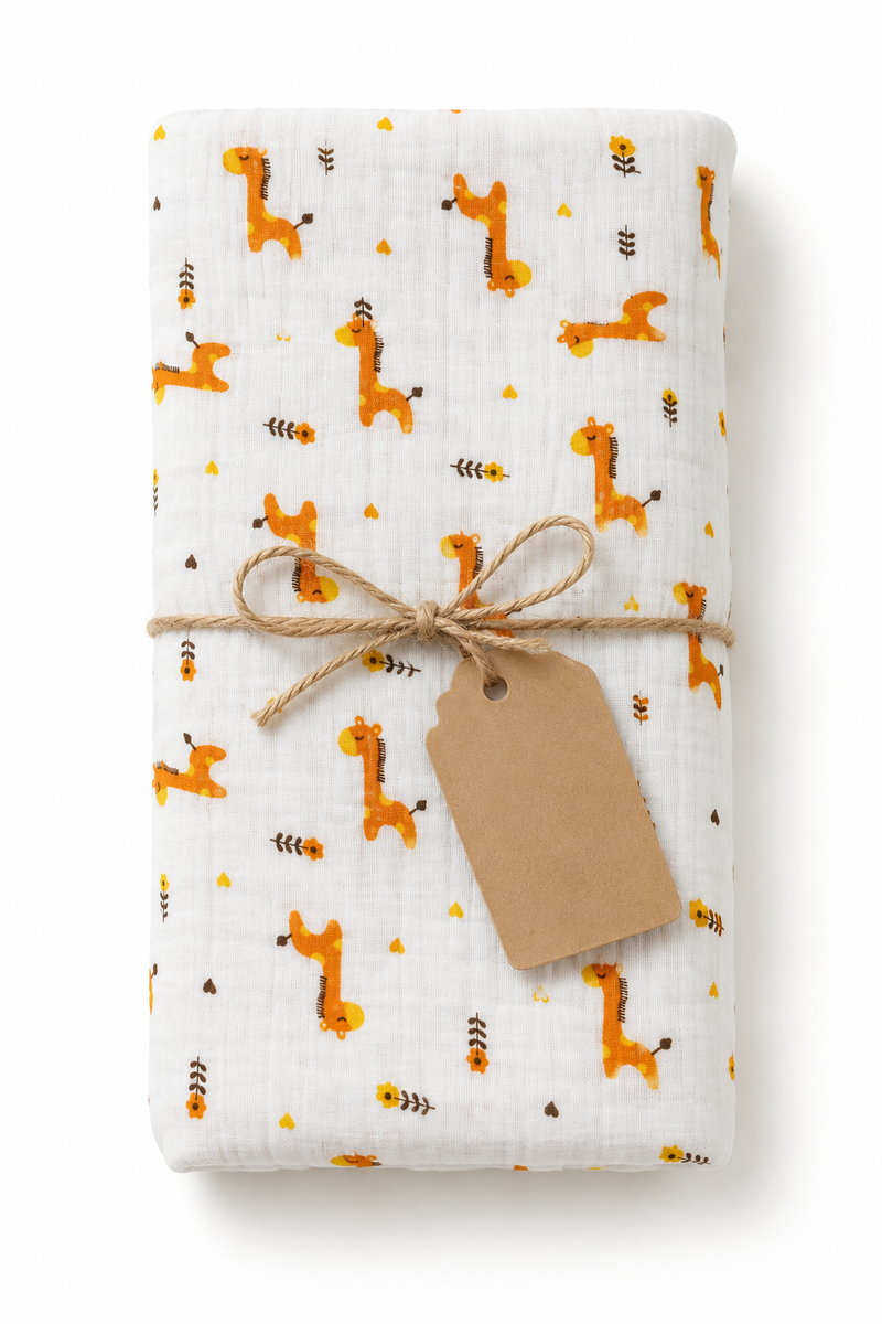 Muslin Swaddle for Infants 100 X 120 Cms - Giraffe