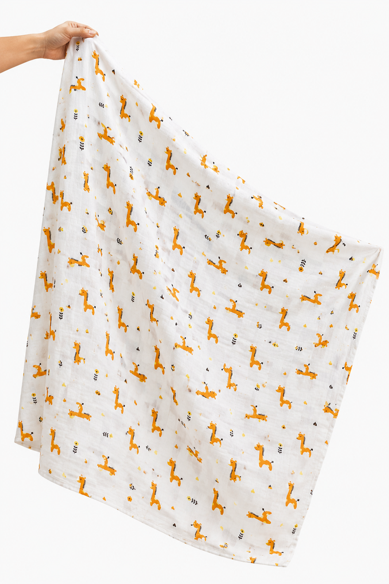 Muslin Swaddle for Infants 100 X 120 Cms - Giraffe