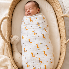Muslin Swaddle for Infants 100 X 120 Cms - Giraffe