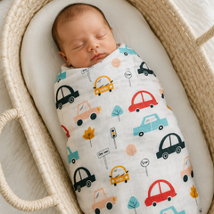 Muslin Swaddle for Infants 100 X 120 Cms - Cars