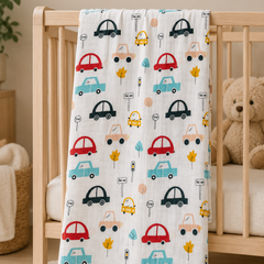 Muslin Swaddle for Infants 100 X 120 Cms - Cars