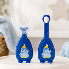 Soft Tooth Brush and Tongue Cleaner - Blue Penguin