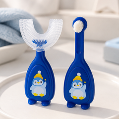 Soft Tooth Brush and Tongue Cleaner - Blue Penguin