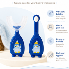Soft Tooth Brush and Tongue Cleaner - Blue Penguin