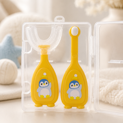 Soft Tooth Brush and Tongue Cleaner - Orange Penguin