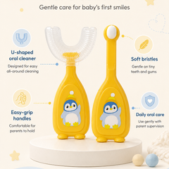 Soft Tooth Brush and Tongue Cleaner - Orange Penguin