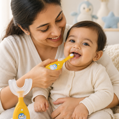 Soft Tooth Brush and Tongue Cleaner - Orange Penguin