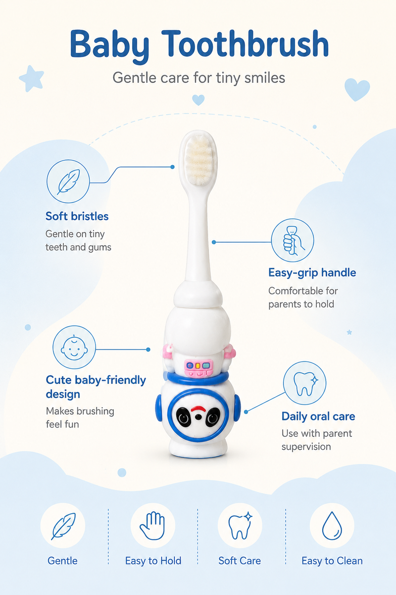 Animal Design Soft Tooth Brush for 2 to 6 Years - Panda