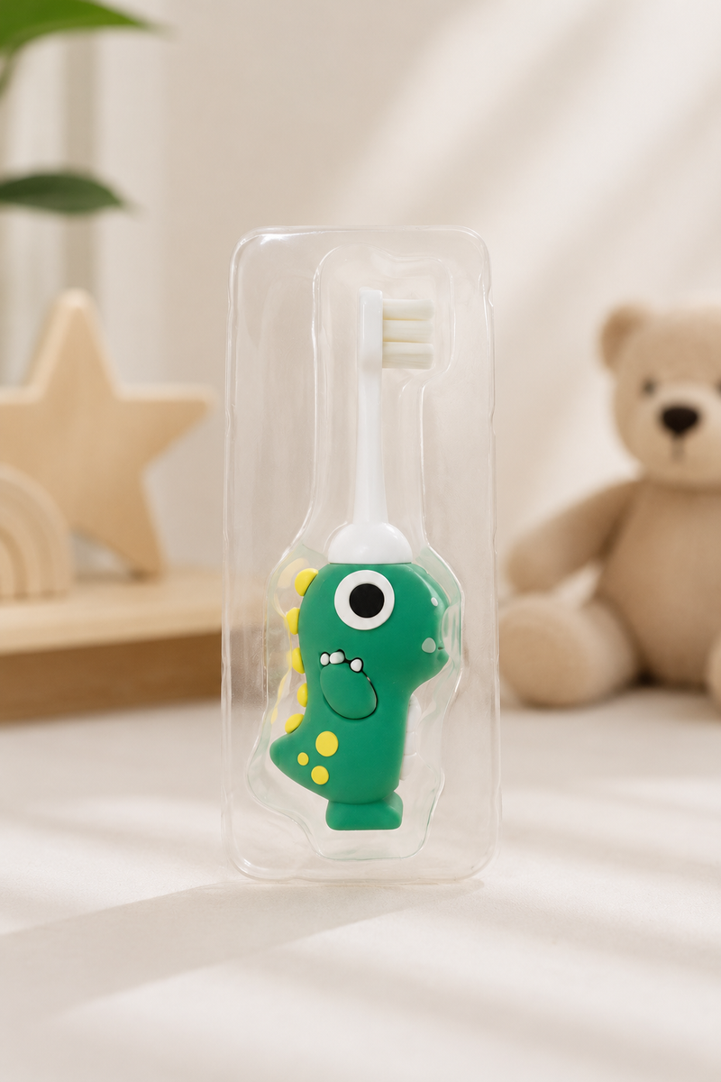 Animal Design Soft Tooth Brush for 2 to 6 Years - Green Dino