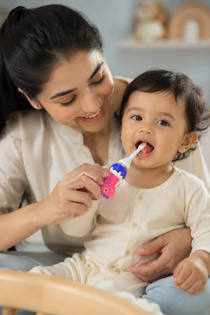 Animal Design Soft Tooth Brush for 2 to 6 Years - Pink Dino
