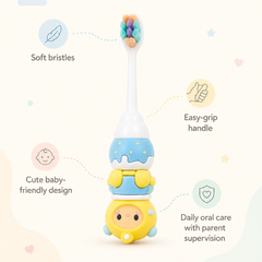 Animal Design Soft Tooth Brush for 2 to 6 Years - Baby Blue