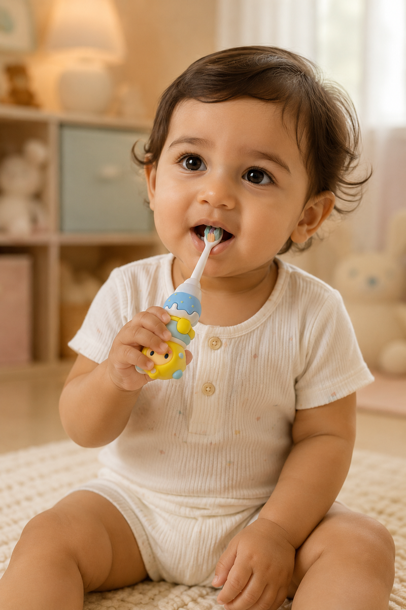 Animal Design Soft Tooth Brush for 2 to 6 Years - Baby Blue