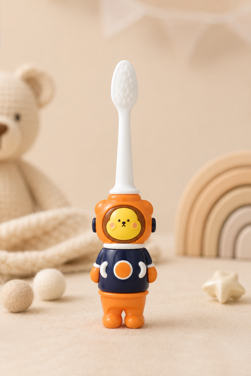 Animal Design Soft Tooth Brush for 2 to 6 Years - Orange Astronaut