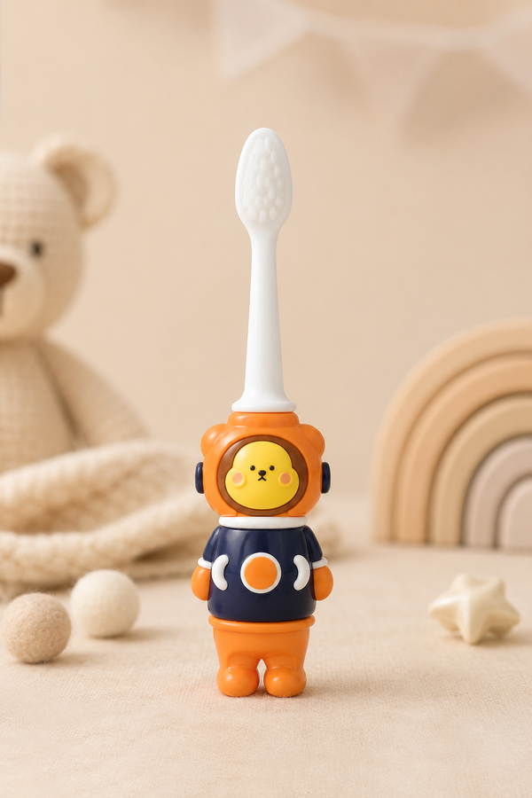 Animal Design Soft Tooth Brush for 2 to 6 Years - Orange Astronaut