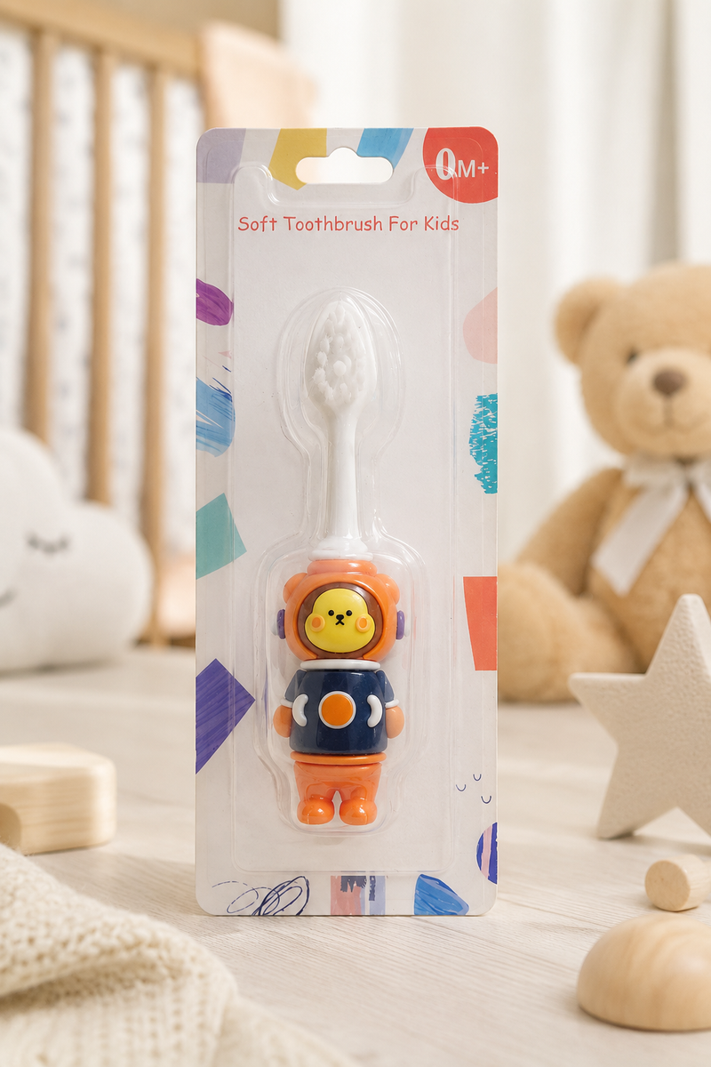 Animal Design Soft Tooth Brush for 2 to 6 Years - Orange Astronaut