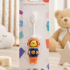 Animal Design Soft Tooth Brush for 2 to 6 Years - Orange Astronaut