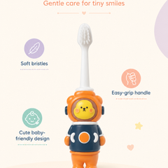 Animal Design Soft Tooth Brush for 2 to 6 Years - Orange Astronaut