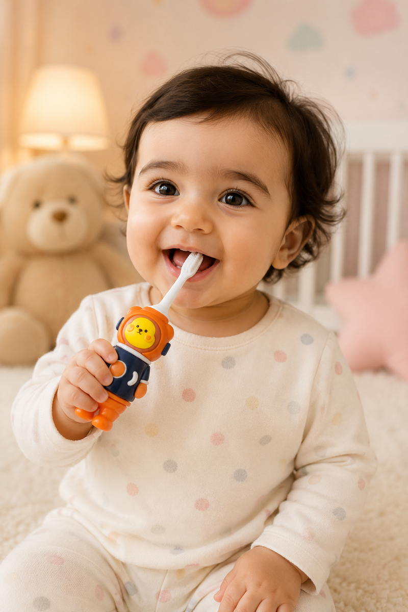 Animal Design Soft Tooth Brush for 2 to 6 Years - Orange Astronaut