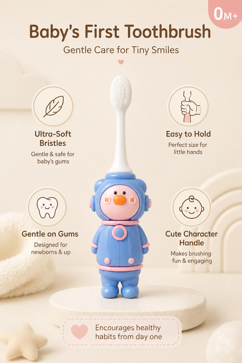 Animal Design Soft Tooth Brush for 2 to 6 Years - Blue Astronaut