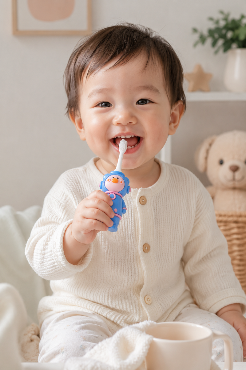 Animal Design Soft Tooth Brush for 2 to 6 Years - Blue Astronaut