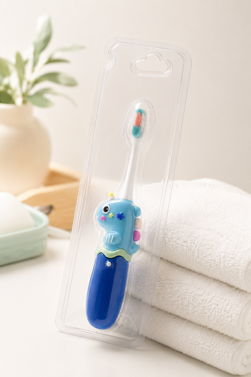 Animal Design Soft Tooth Brush for 2 to 6 Years - Blue Dino
