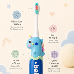 Animal Design Soft Tooth Brush for 2 to 6 Years - Blue Dino