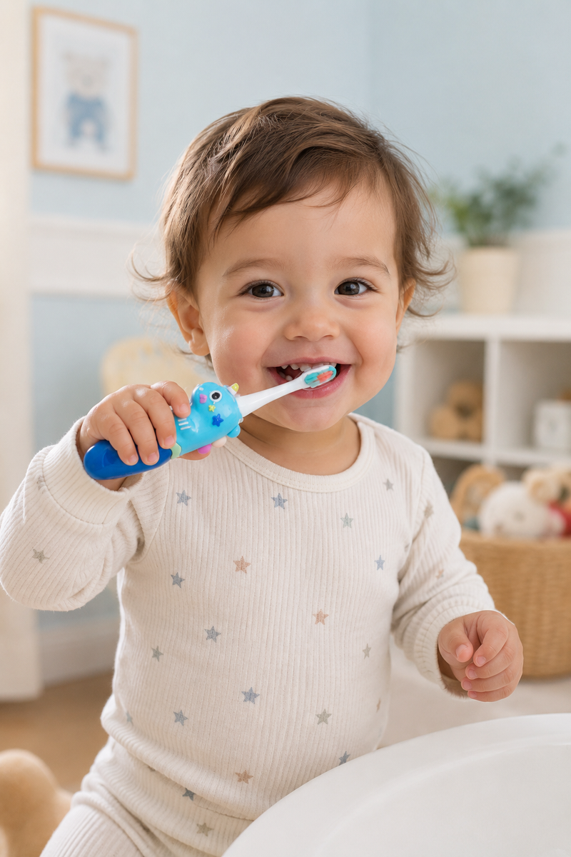 Animal Design Soft Tooth Brush for 2 to 6 Years - Blue Dino