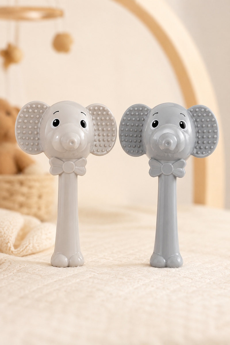Elephant Rattle | Baby Teethers for 6 to 12 Months, BPA & PVC Free. Soft Silicone Teething Toy Set with Textured Sensory Shapes, Easy-Grip Design, and Gentle Gum Relief for Everyday Use. (Copy)