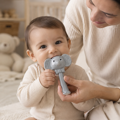 Elephant Rattle | Baby Teethers for 6 to 12 Months, BPA & PVC Free. Soft Silicone Teething Toy Set with Textured Sensory Shapes, Easy-Grip Design, and Gentle Gum Relief for Everyday Use. (Copy)