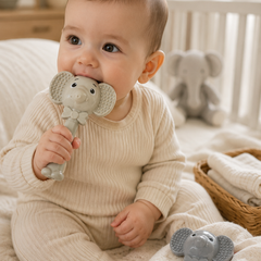 Elephant Rattle | Baby Teethers for 6 to 12 Months, BPA & PVC Free. Soft Silicone Teething Toy Set with Textured Sensory Shapes, Easy-Grip Design, and Gentle Gum Relief for Everyday Use. (Copy)