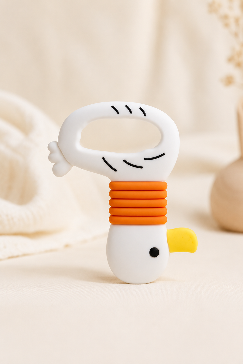 Duck | Baby Teethers for 6 to 12 Months, BPA & PVC Free. Soft Silicone Teething Toy Set with Textured Sensory Shapes, Easy-Grip Design, and Gentle Gum Relief for Everyday Use.
