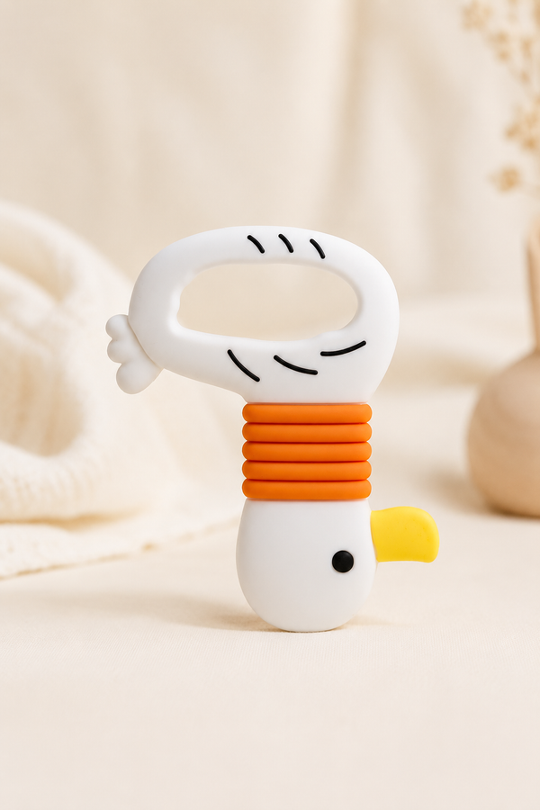 Duck | Baby Teethers for 6 to 12 Months, BPA & PVC Free. Soft Silicone Teething Toy Set with Textured Sensory Shapes, Easy-Grip Design, and Gentle Gum Relief for Everyday Use.