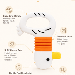Duck | Baby Teethers for 6 to 12 Months, BPA & PVC Free. Soft Silicone Teething Toy Set with Textured Sensory Shapes, Easy-Grip Design, and Gentle Gum Relief for Everyday Use.