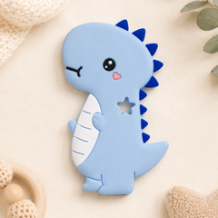 Blue Dino | Baby Teethers for 6 to 12 Months, BPA & PVC Free. Soft Silicone Teething Toy Set with Textured Sensory Shapes, Easy-Grip Design, and Gentle Gum Relief for Everyday Use.
