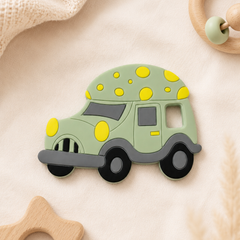 Green Car | Baby Teethers for 6 to 12 Months, BPA & PVC Free. Soft Silicone Teething Toy Set with Textured Sensory Shapes, Easy-Grip Design, and Gentle Gum Relief for Everyday Use.