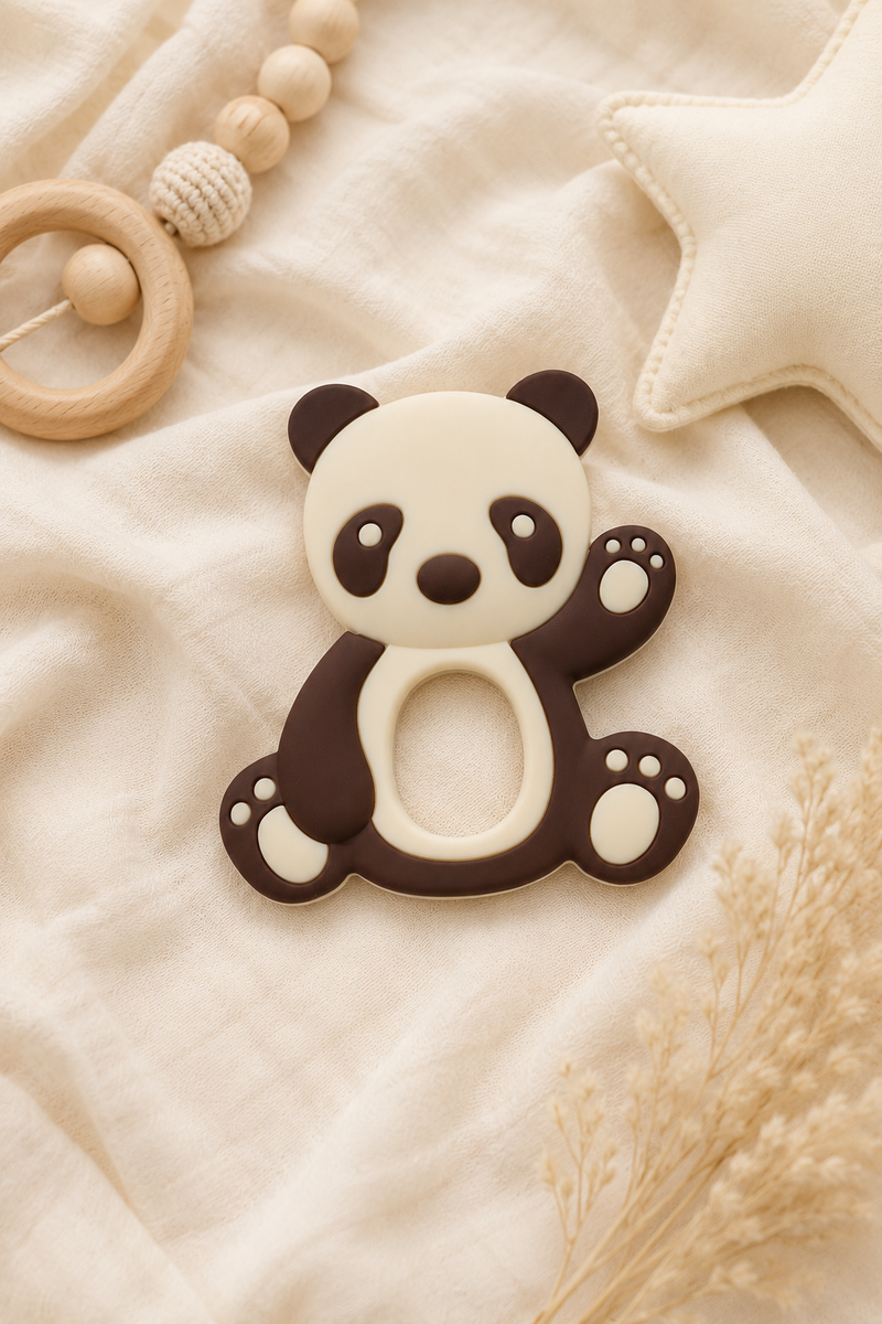 Panda | Baby Teethers for 6 to 12 Months, BPA & PVC Free. Soft Silicone Teething Toy Set with Textured Sensory Shapes, Easy-Grip Design, and Gentle Gum Relief for Everyday Use.