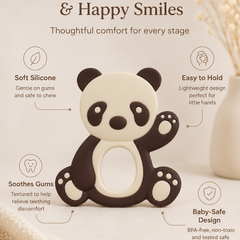 Panda | Baby Teethers for 6 to 12 Months, BPA & PVC Free. Soft Silicone Teething Toy Set with Textured Sensory Shapes, Easy-Grip Design, and Gentle Gum Relief for Everyday Use.