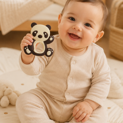 Panda | Baby Teethers for 6 to 12 Months, BPA & PVC Free. Soft Silicone Teething Toy Set with Textured Sensory Shapes, Easy-Grip Design, and Gentle Gum Relief for Everyday Use.