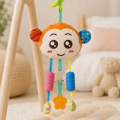 Soft Hanging Crinkle Rattle Sensory Toy for Babies with Teether (0–12 Months) - Monkey