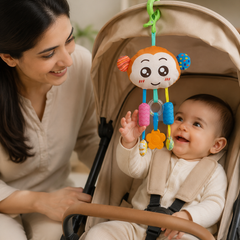 Soft Hanging Crinkle Rattle Sensory Toy for Babies with Teether (0–12 Months) - Monkey