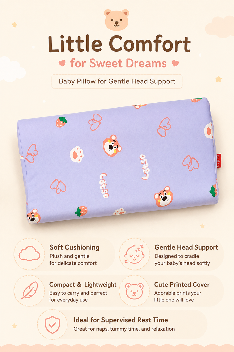 Kradyl Kroft Cervical Memory Foam Pillow for Kids 3 to 8 Yrs - Lotso Bear
