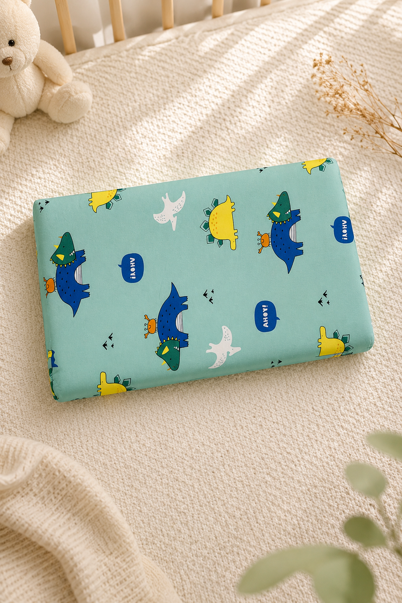 Kradyl Kroft Cervical Memory Foam Pillow for Kids 3 to 8 Yrs - Seaside Dinosaur