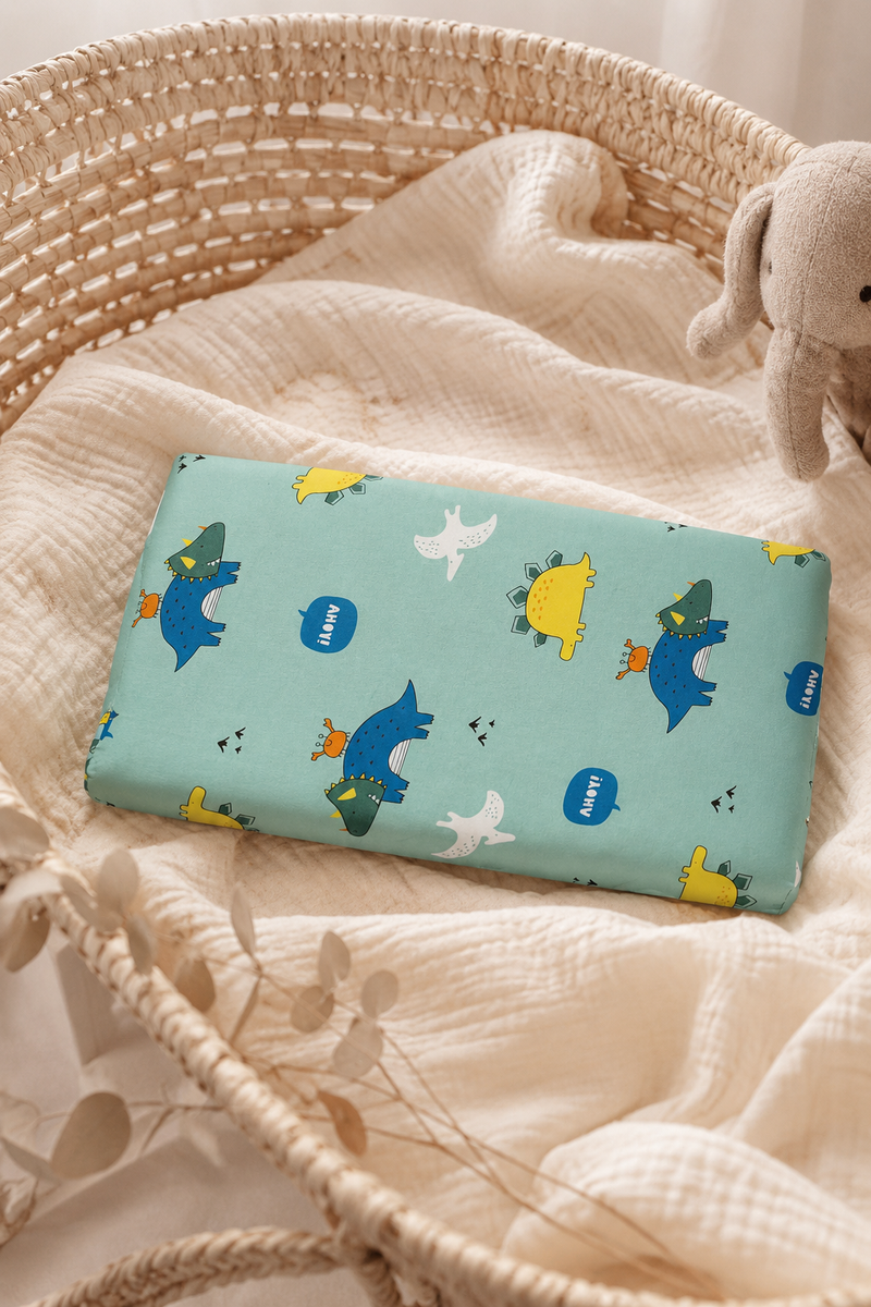 Kradyl Kroft Cervical Memory Foam Pillow for Kids 3 to 8 Yrs - Seaside Dinosaur