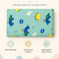 Kradyl Kroft Cervical Memory Foam Pillow for Kids 3 to 8 Yrs - Seaside Dinosaur