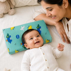 Kradyl Kroft Cervical Memory Foam Pillow for Kids 3 to 8 Yrs - Seaside Dinosaur