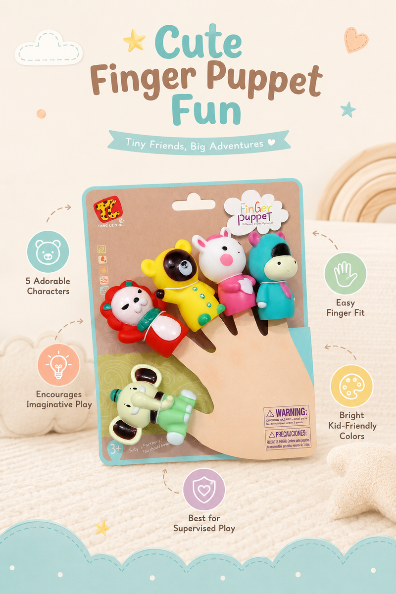 Cute Animal Finger Puppet Storytelling Sensory Toy Set for Kids (3+ Years) - Animal Friends