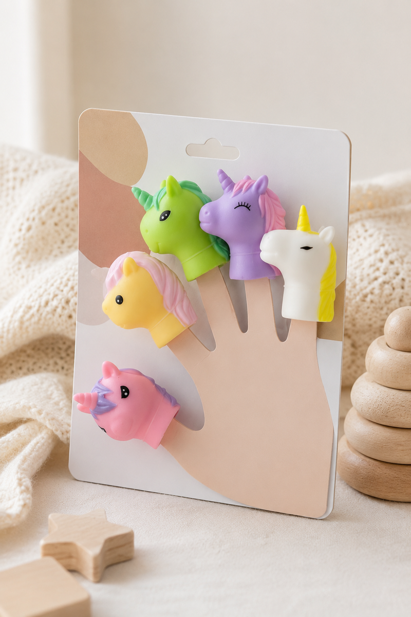 Cute Animal Finger Puppet Storytelling Sensory Toy Set for Kids (3+ Years) - Unicorns