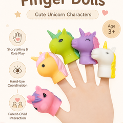 Cute Animal Finger Puppet Storytelling Sensory Toy Set for Kids (3+ Years) - Unicorns