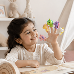 Cute Animal Finger Puppet Storytelling Sensory Toy Set for Kids (3+ Years) - Unicorns